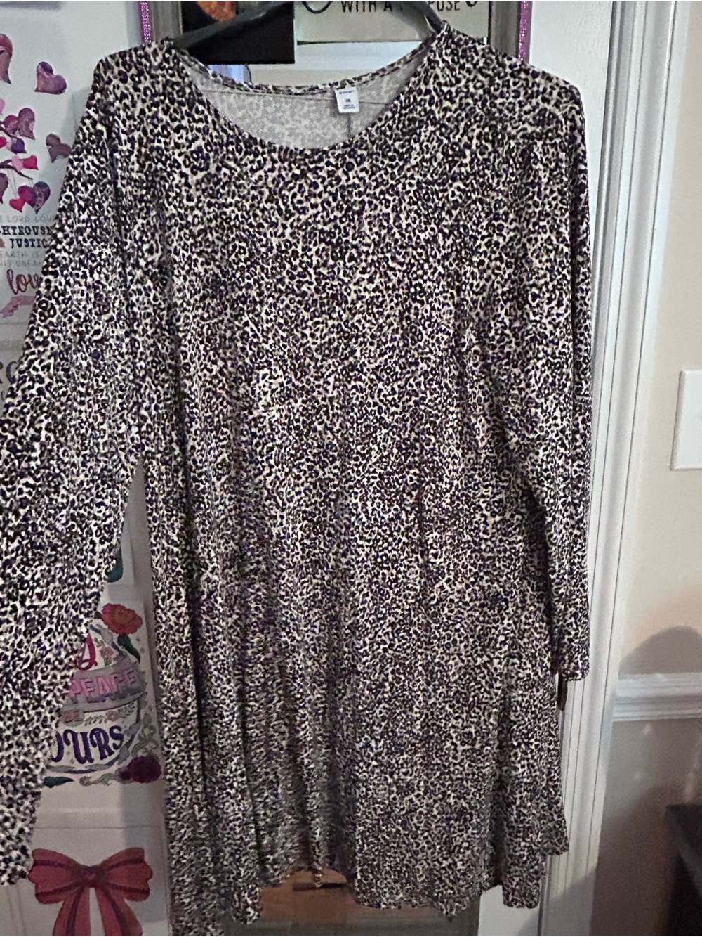 Old Navy Animal Print Long Sleeve Swing Dress - Brown and Black